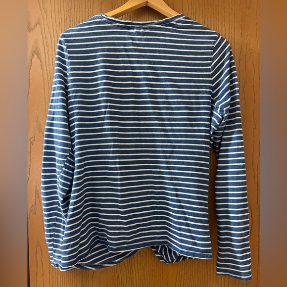 Universal Thread Navy and White Striped Long Sleeve Top w/ Knotted Twist Bottom - Picture 3 of 4